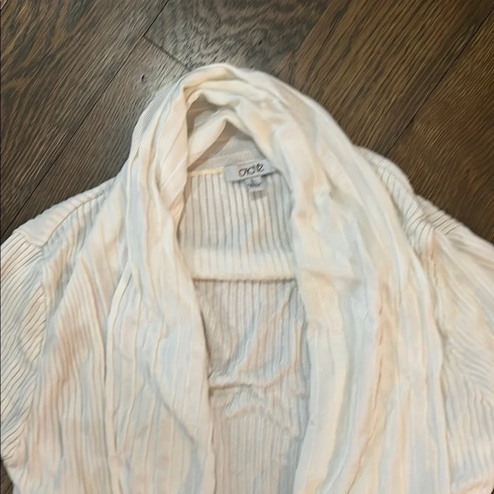 Cream Ribbed Open Cardigan - Picture 2 of 4